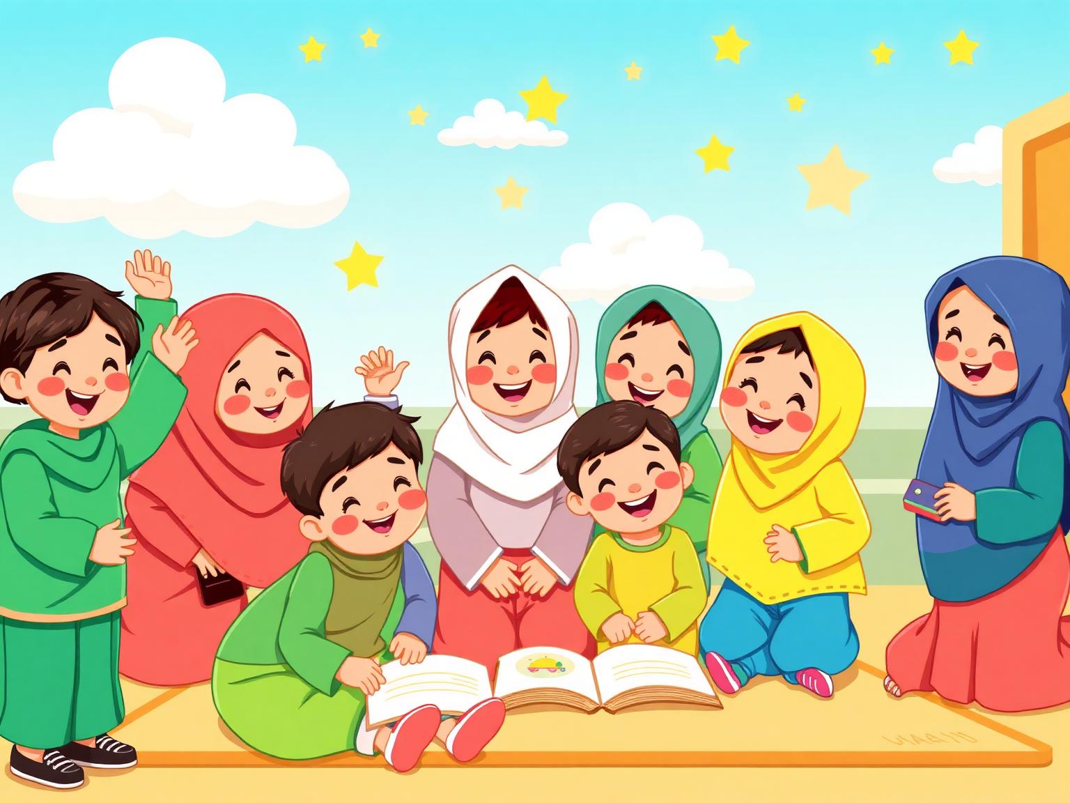 Happy children learning together at PAUDQ Miftahul Ilmi